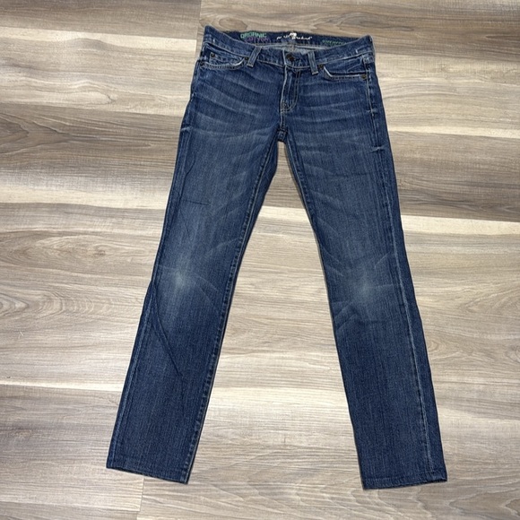 7 for All Mankind Blue Organic Cotton Super Skinny Jeans size 25 - Picture 5 of 10